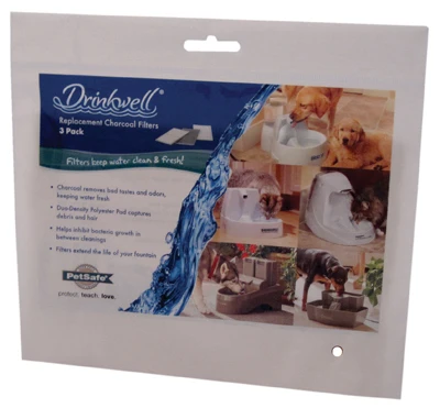 Drinkwell Charcoal Replacement Filter, For Pet Fountains, 2-Section, 3-Pk.