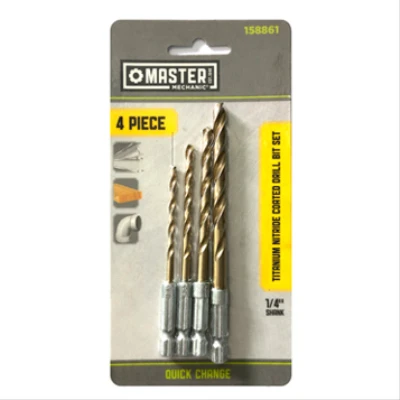 Quick Change Titanium Nitride Coated Drill Bit Set with Durable High-Speed Steel Construction