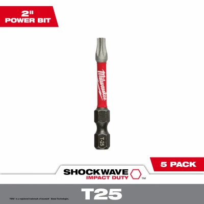 Shockwave T25 Torx Power Bit, 2 In., 5-Pk.