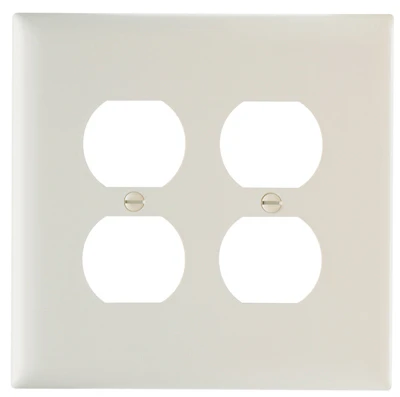 Pass & Seymour Double Duplex Outlet Opening Nylon Wall Plate, 2-gang, Almond, Model Tpj82lacc10