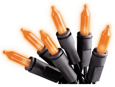 Halloween 100-light Set, Orange On 22 Ft. Black Wire Cord