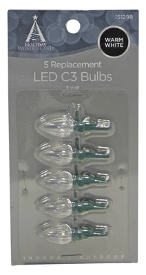 Christmas Lights LED Replacement Bulb, C3, Warm White, 5-Pk.