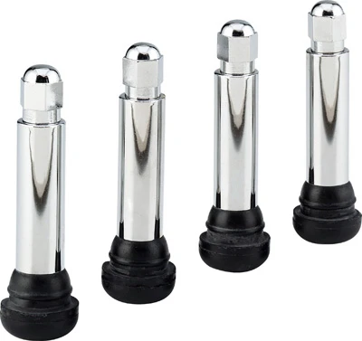 Tubeless Tire Valve, Chrome, 4-Pk.