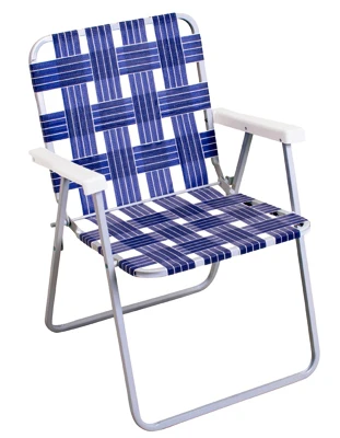 Folding Chair with Aluminum and Steel Frame, Blue Webbing Seat and Backrest