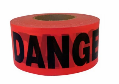  Danger  Barricade Tape, Red Weatherproof Vinyl, 3 In. x 1,000 Ft.