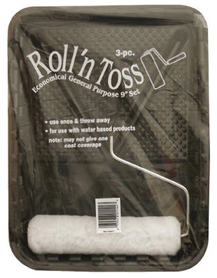 Roll'n Toss 3-piece Paint Roller Set With 9-inch Roller Cover And Tray