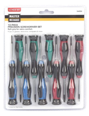 10-piece Precision Screwdriver Set With Soft Grip Handle