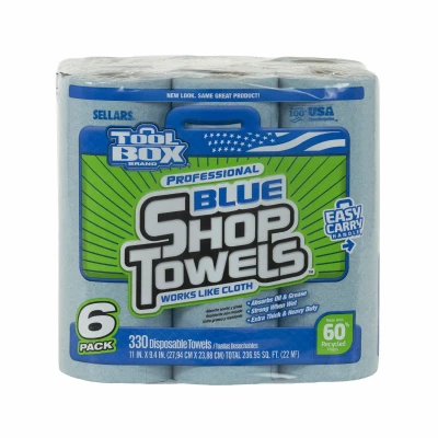 Blue Shop Towels, 6-Roll Pack