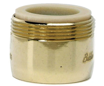 Faucet Aerator, Low Flow, Polished Brass, Dual Thread, 15/16 & 55/64-In. x 27-Thread