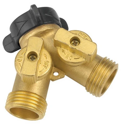 Dual Connector Hose Y Shut Off Valve, Brass