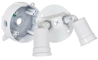 Double Floodlight Holder Kit in White Finish for Outdoor Lighting Fixtures