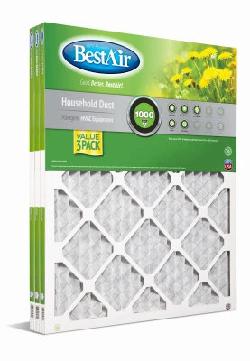 16x25 x 1 In. Standard Pleated Air Filter, MERV 8, 90 Days, 3-Pk.