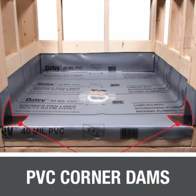 Shower Door Dam Corner, Black PVC
