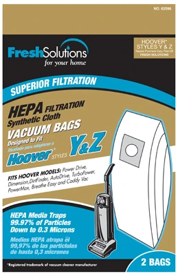 Vacuum Cleaner Bags, Y & Z Style, 2-Pk.