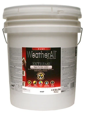 Platinum WeatherAll Exterior House Paint and Primer, White Flat Acrylic, 5 Gallon