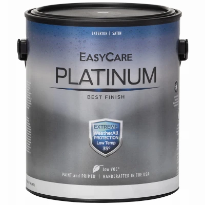 Platinum Weatherall Exterior House Paint & Primer, Black Satin, 1 Gallon - Easycare