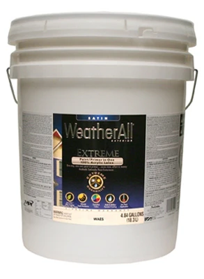 Premium WeatherAll Exterior House Paint and Primer, White, 5 Gallon