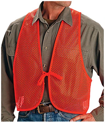 Safety Vest Orange Polyester Mesh One Size Fits All High Visibility
