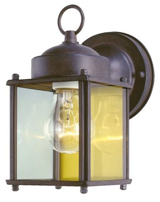 Wall Light Fixture, Outdoor, Sienna Brown & Clear Glass, 100-Watt