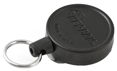 Retractable Key Reel with Split-Ring, Black Housing, 36-Inch Polyester Cord