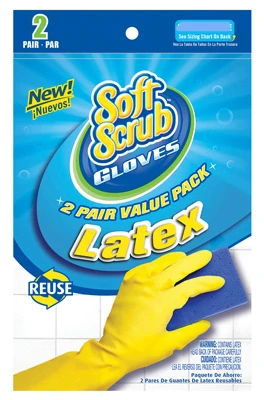 Latex Gloves, Yellow With Flocked Lining, Medium, 2-Pr.