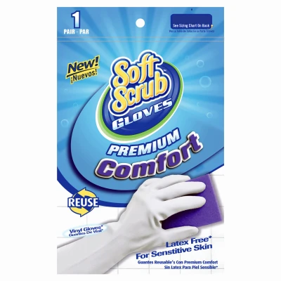 Premium Comfort Vinyl Gloves, Latex-Free, White With Flocked Cotton Lining, Medium, Pr.