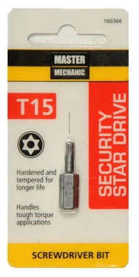Torx Security Bit, T15, 1 In.