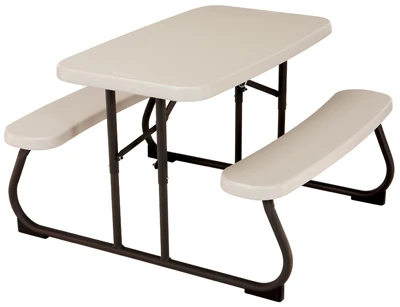 Kids Picnic Table 32.5 by 19 Inches Almond Polyethylene Top with Steel Frame