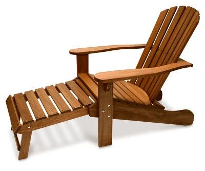 Adirondack Chair With Built-in Sliding Ottoman, Eucalyptus