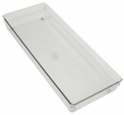 Linus Drawer Organizer, Clear/Chrome Plastic, 6 x 15 x 2 In.
