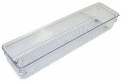 Linus Drawer Organizer, Clear/Chrome Plastic, 3 x 12 x 2 In.