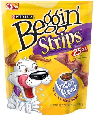 Purina Beggin' Strip Dog Treats, Bacon, 6 oz. Pouch Purina Beggin' Strip Dog Treats, Bacon, 6 oz. Pouch