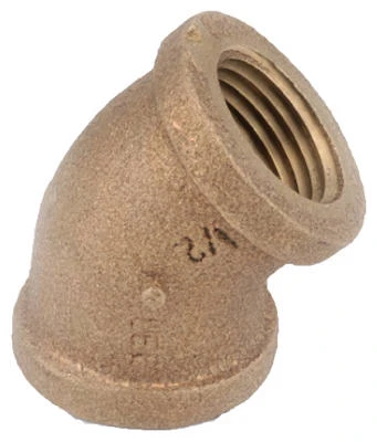 Rough Brass Threaded Cast Elbow, 45-Degree, Lead Free, 1 In.