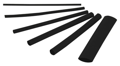 Heat Shrink Tubing, Assorted Sizes, Black, 0.125 - 0.0625 & 0.25 - 0.125-In. x 4-In. L.