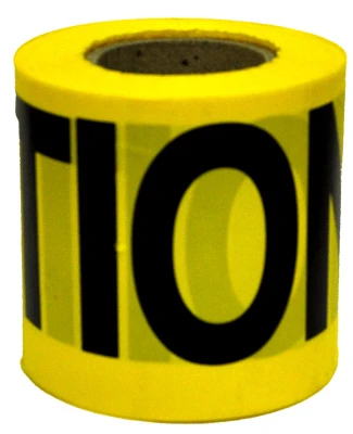Caution Tape, Weatherproof, Yellow, 3 In. x 300 Ft.