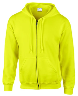 Hooded Zip Sweatshirt, Safety Green Cotton/polyester, Xxl Size