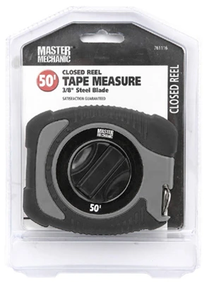 Closed Reel Steel Tape Measure, 3/8 In. X 50 Ft. With Rubber Grip