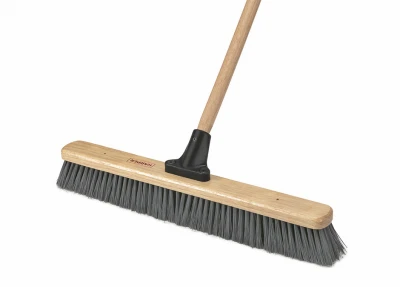 Industrial Rough Surface Push Broom with 24 Inch Wide Head for Heavy Duty Cleaning