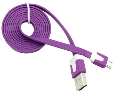 Micro USB Flat Charging Cable Charger, Assorted Colors, 3-Ft.