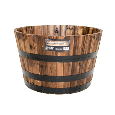 Whiskey Barrel Planter, Acacia Wood