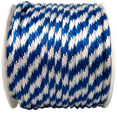 Polypropylene Rope, Solid Braid, Blue/White, 5/8 In. 1FT