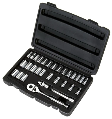 30-piece Sae & Metric Socket Set, 1/4-inch Drive With Ratchet And Case