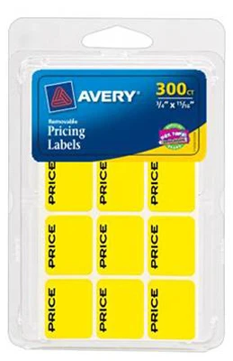 Pricing Labels, Neon Yellow, 3/4 x 15/16-In., 300-Pk.