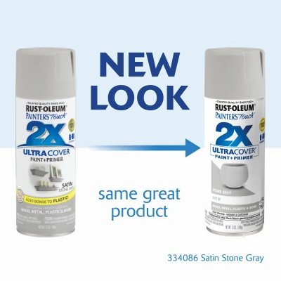 Painter's Touch 2x Ultra Cover 12 Oz. Satin Spray Paint, Stone Gray