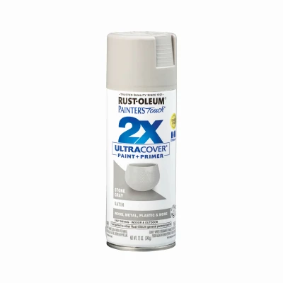 Painter's Touch 2x Ultra Cover 12 Oz. Satin Spray Paint, Stone Gray