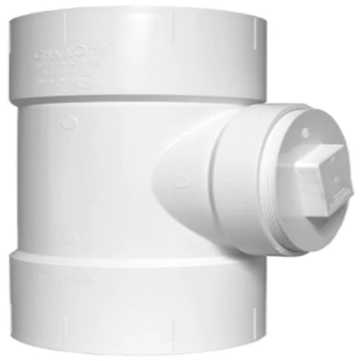 Schedule 40 DWV PVC Test Tee With Cleanout Plug, 2 In. Hub x Hub