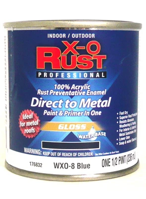Gloss Blue Enamel Paint, Interior/exterior, 1/2 Pint - Anti-rust Formula