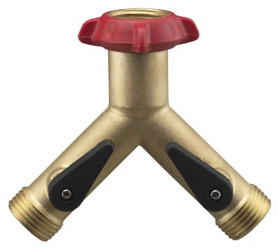 Long Neck Dual Outlet Brass Y-connector Hose Adapter Model 855454-1001