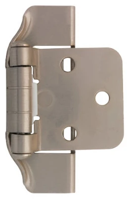 Semi-Wrap Overlay Cabinet Hinge, Satin Nickel, 1/2-In.