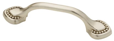 Double Beaded Cabinet Pull, Satin Nickel, 3-In.
